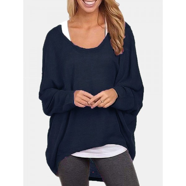 Womens Bat Sleeve Off Shoulder Loose  Loose Top Sweater Pullover Casual Shirt T-shirt