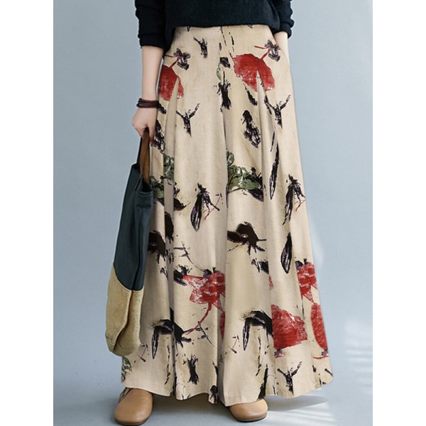 Women Wide-Legged Floral Printed Ankle Length Side Pockets Pants