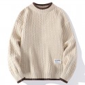 Men's round neck sweater new winter fashion twist trend design teenagers loose top outer knitted sweater